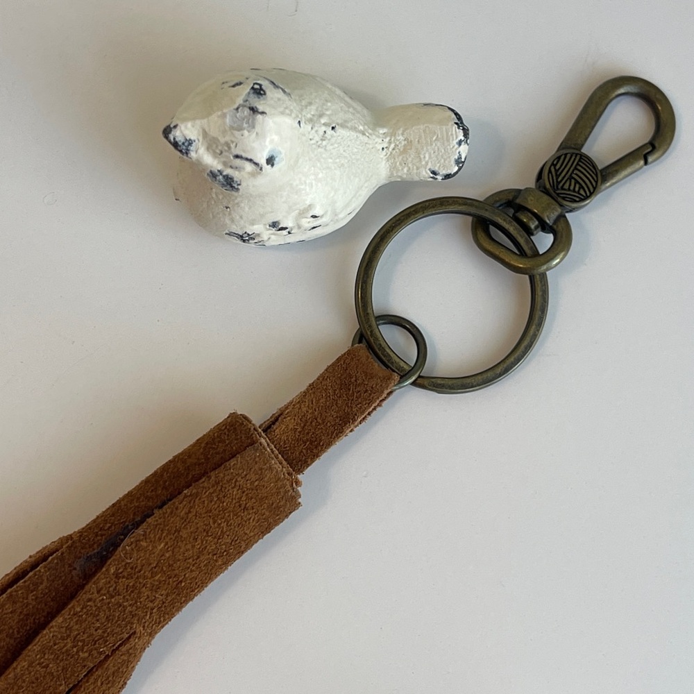 Genuine Leather Tassel Bag Charm Key Fob - Picture 5 of 7